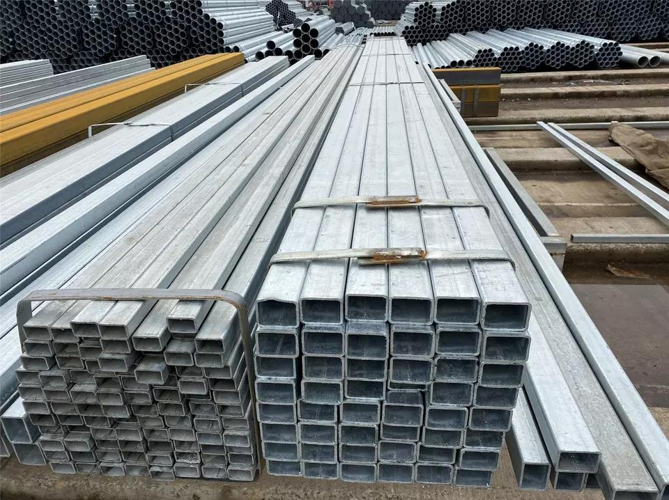 High Quality Building Material Iron Tube Hot Dipped Galvanized Square Rectangular Steel Pipe in Stock